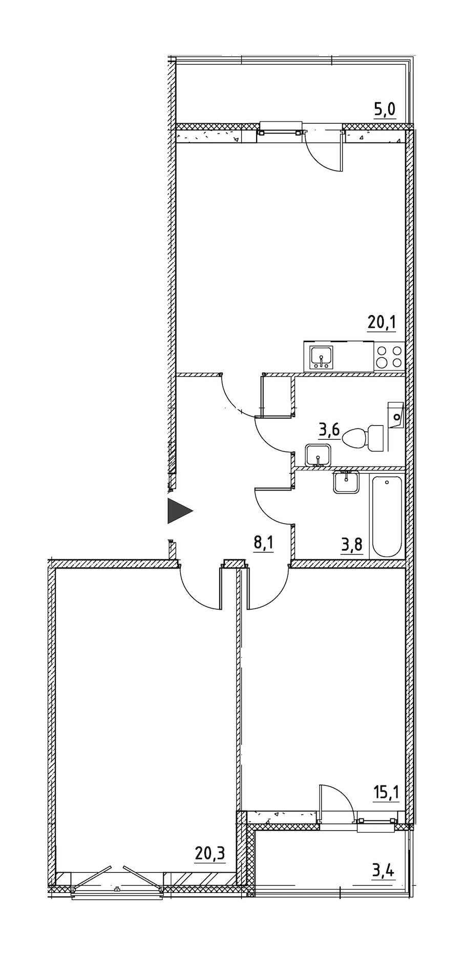 2-комнатная квартира 75.2 м², 2/12 эт., ЖК «Квартал Che»